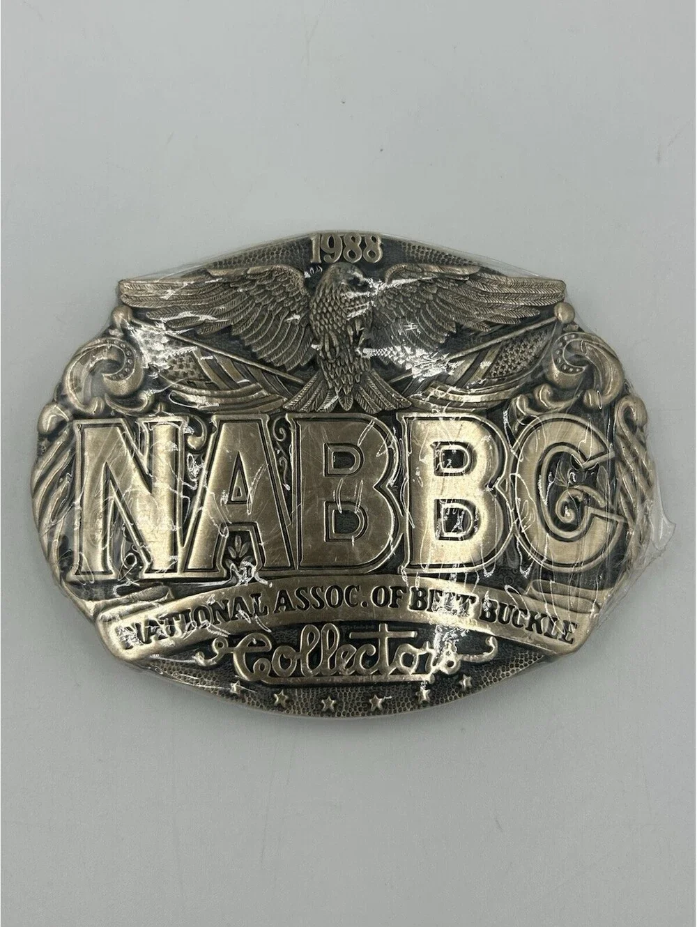 New Vintage 1988 NABBC National Assoc of Belt Buckle Collectors Belt Buckle Mint